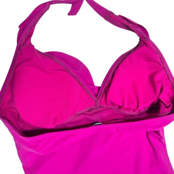 SPANX Love Your Assets by Sara Blakely Pink One Piece Swimsuit Halter Ruffle - Picture 4 of 10
